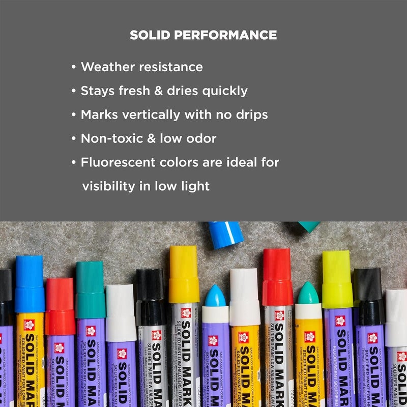 SAKURA SOLID MARKER Sakura Solid Paint Markers - Permanent Marker Pens - Window, Wood & Glass Marker - Fluorescent Orange Paint - 12 Pack - Image 4